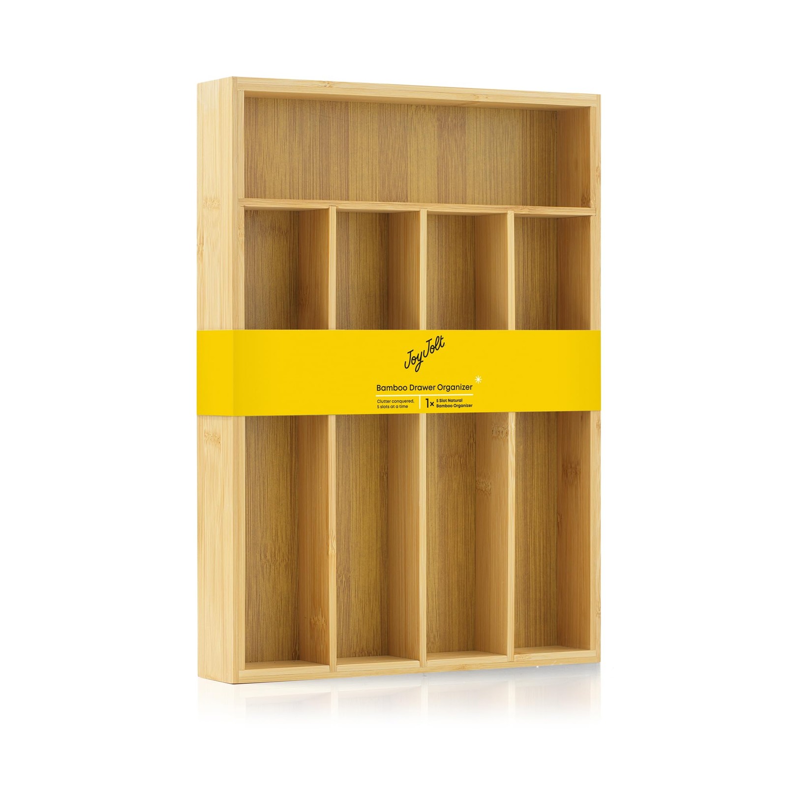 JoyJolt Bamboo Drawer Organizer for Kitchen Utensils, Bamboo/Bamboo