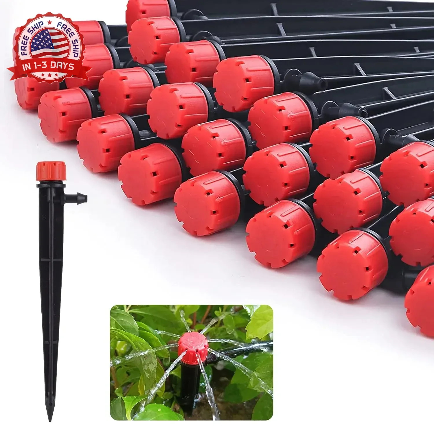 50 pcs Drip Irrigation Emitters Drip Emitters for 1/4" Drip Irrigation Tubing Ad