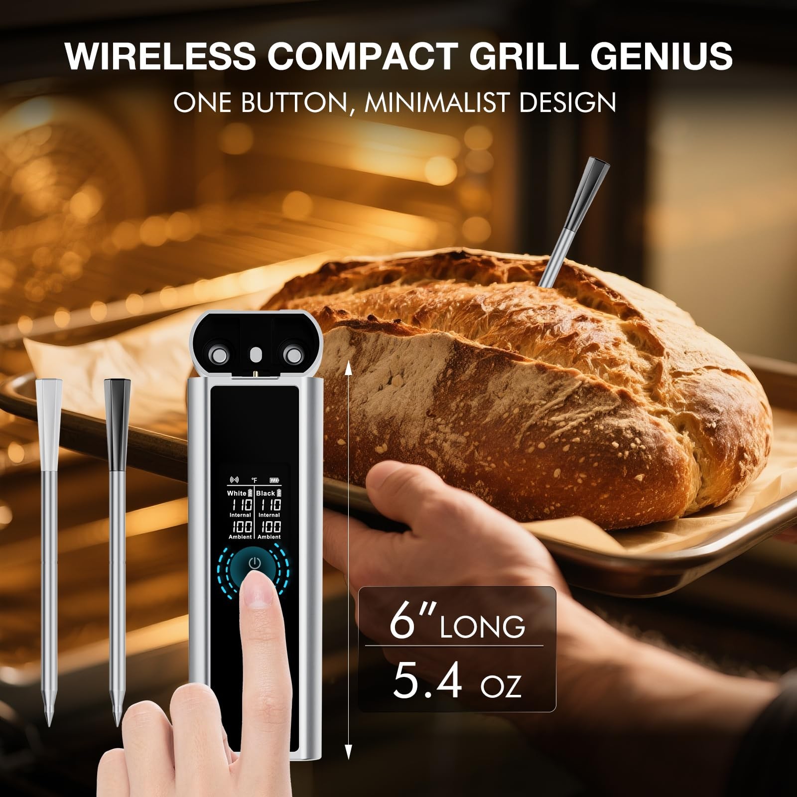 Smart Bluetooth Meat Thermometer for Grilling & Smoking, Dual Probe Wireless BBQ
