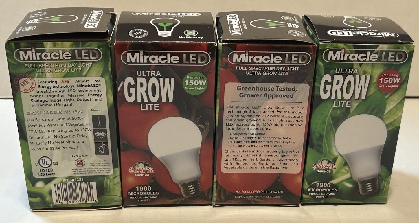 4 - Pack Miracle LED Commercial Hydroponic Ultra, NEW