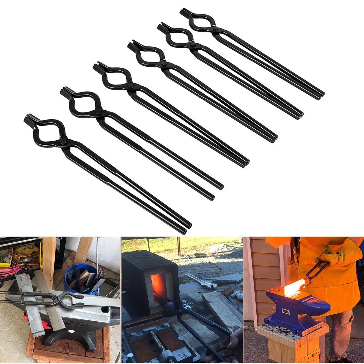 V Bolt Tongs Set Blacksmith Forge Tong Set Knife Making Tongs Set -6PCS