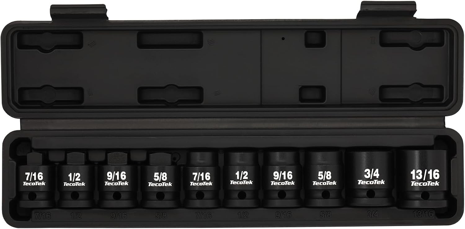 1/2" Drive Pipe Plug Socket Set, Square Drive Socket, 10-Piece, SAE, 4 Point