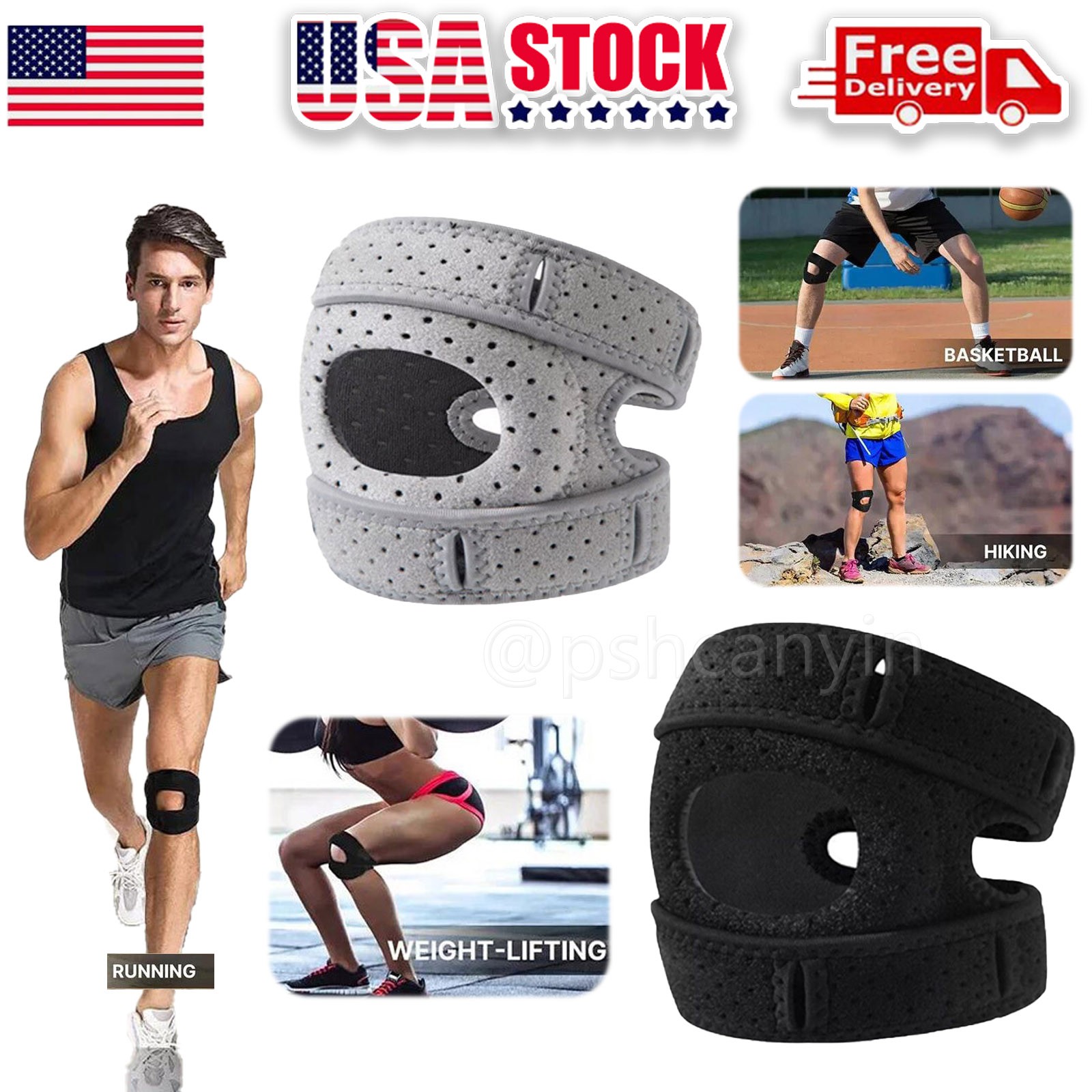 Adjustable Knee Brace Support Neoprene Patella Stabilizing Compression Straps