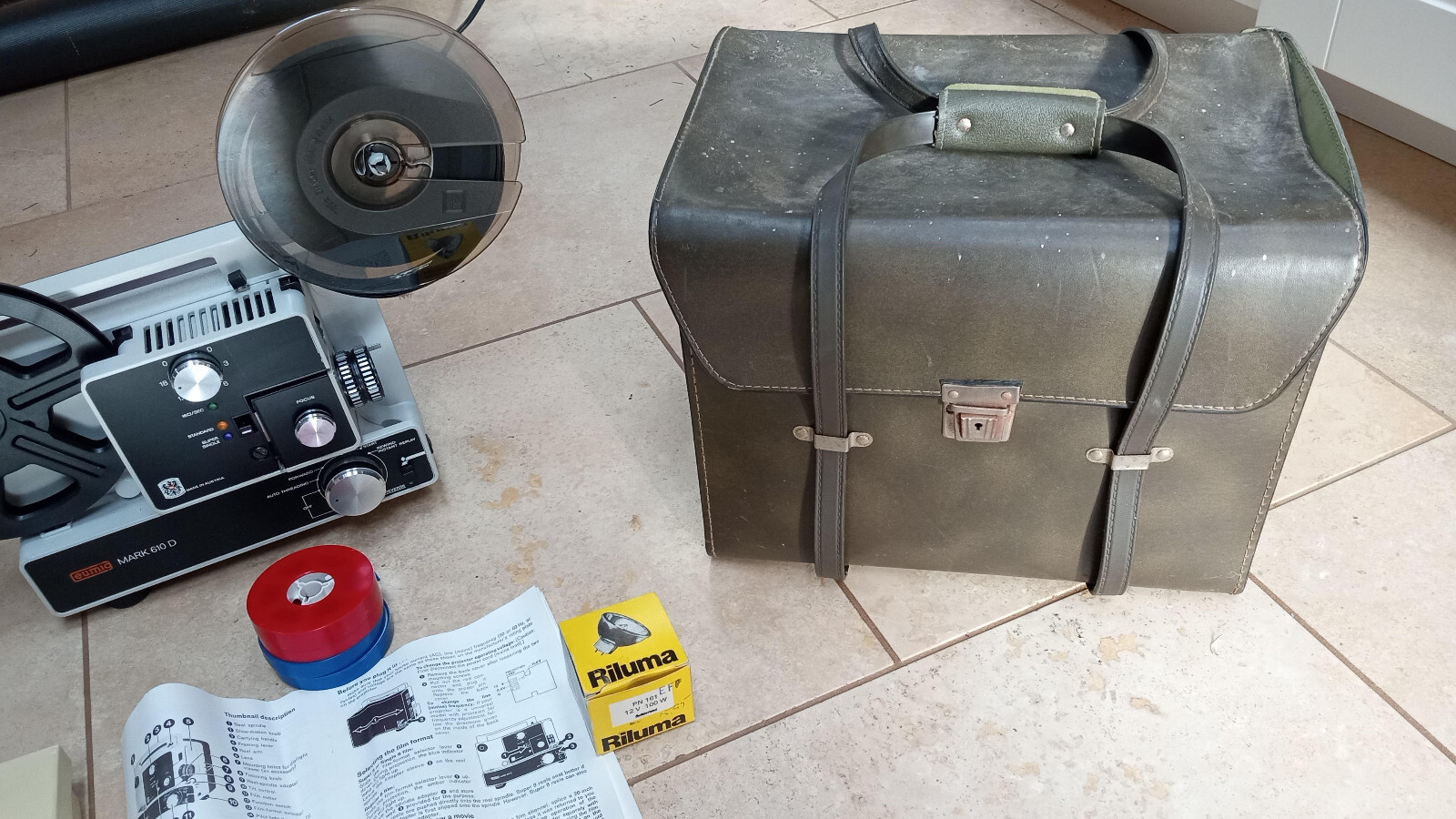 Eumig Mark 610D Projector in Excelent Condition With Reels Case Manuals Etc