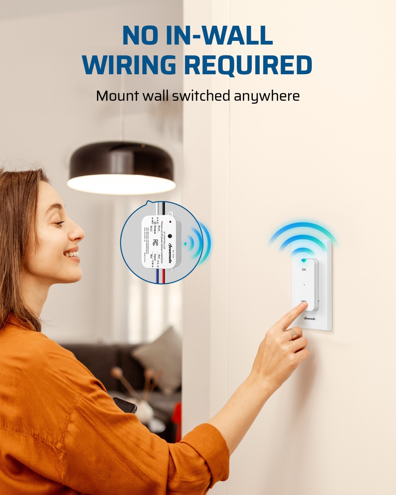 DEWENWILS Wireless Light Switch&Receiver Kit 15A Hight Power Remote Light Switch