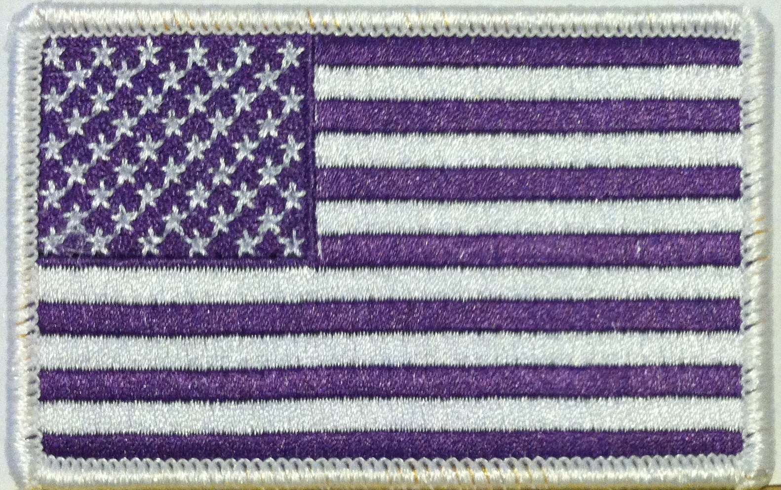 USA Purple Flag Patch W/ VELCRO® Brand  Fastener United States White Border