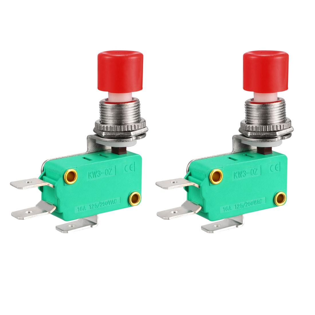 2PCS 16A 125/250VAC SPDT NO NC 3-Terminals Snap Button Type Micro Limit Switches