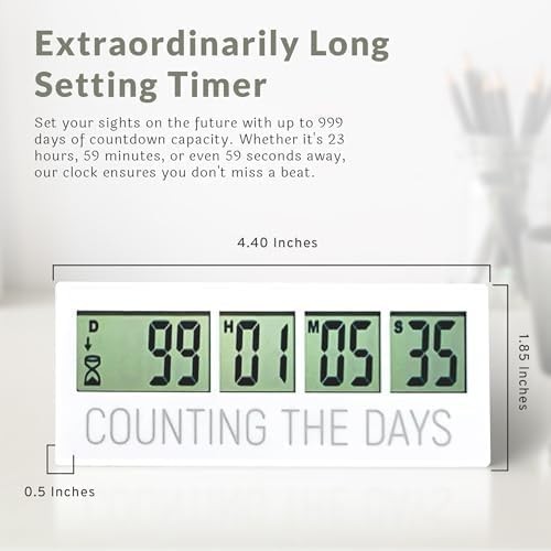 Countables Counting the Days Countdown Clock - Up to 999 Days LCD Digital Tim...