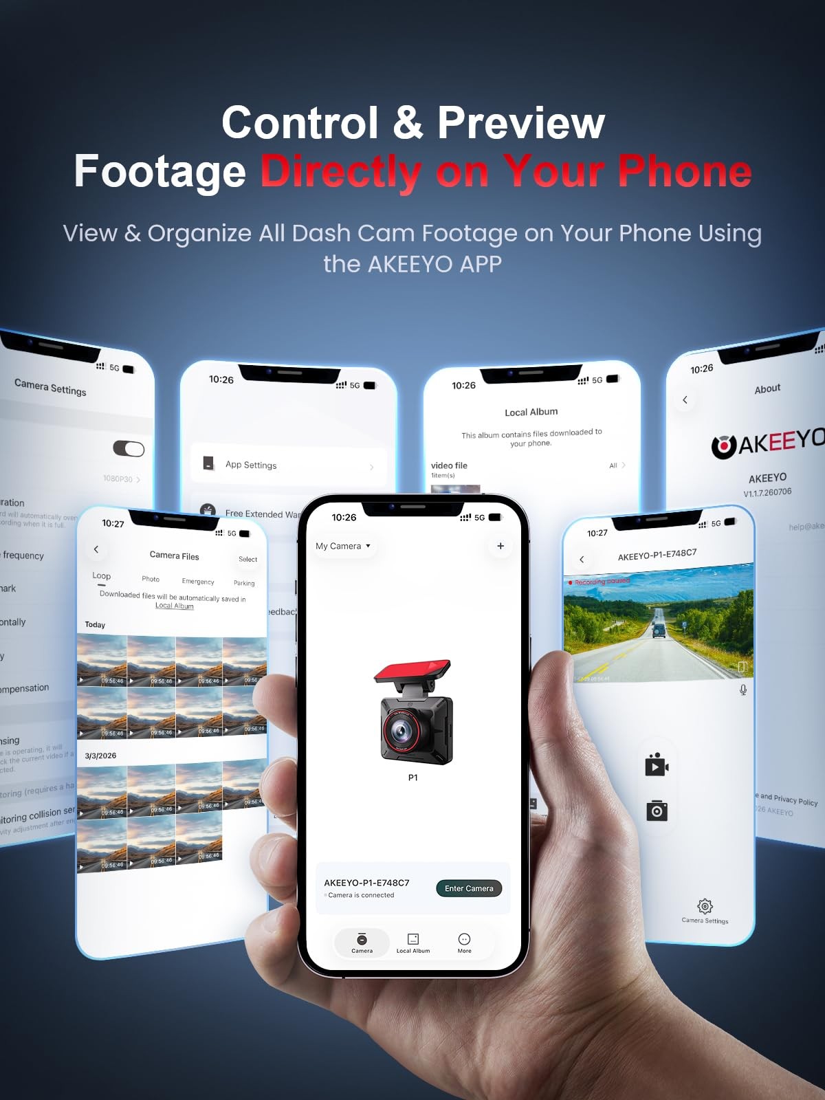 AKEEYO P1 Mini Dash Cam – Super Compact Front Camera dash camera, Black