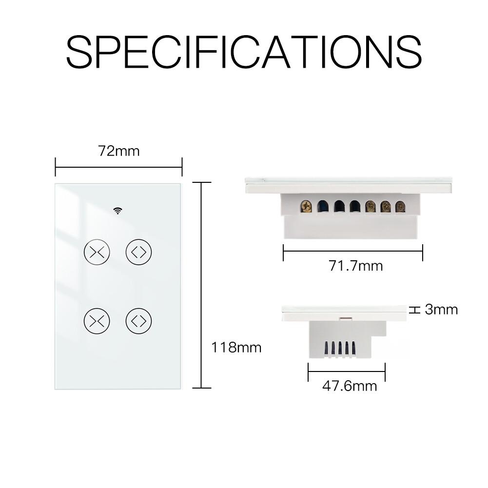 MOES 2Gang WiFi RF Smart Curtain Switch Roller Blinds Shutter Timer Alexa Google