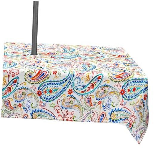 Outdoor Tablecloth with Umbrella Hole and 84" x 60" (Rectangular) Paisley Multi