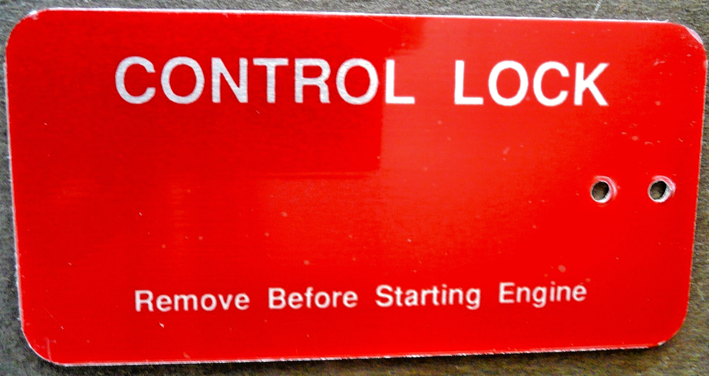 NEW 4 x 2 Inch Control Lock Aluminum Red Remove Flag Grumman Cessna 150 172 182