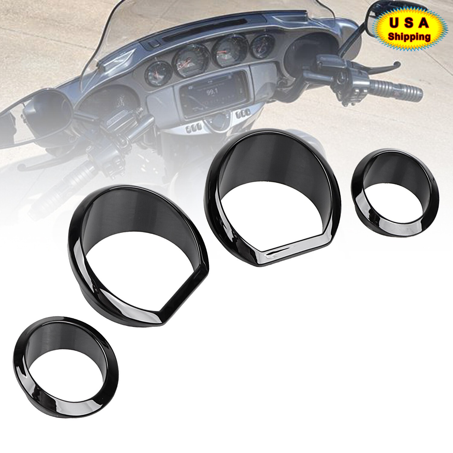 Black Gauge Bezel Trim Kit For Harley Touring Electra Street Glide Police FLHTP