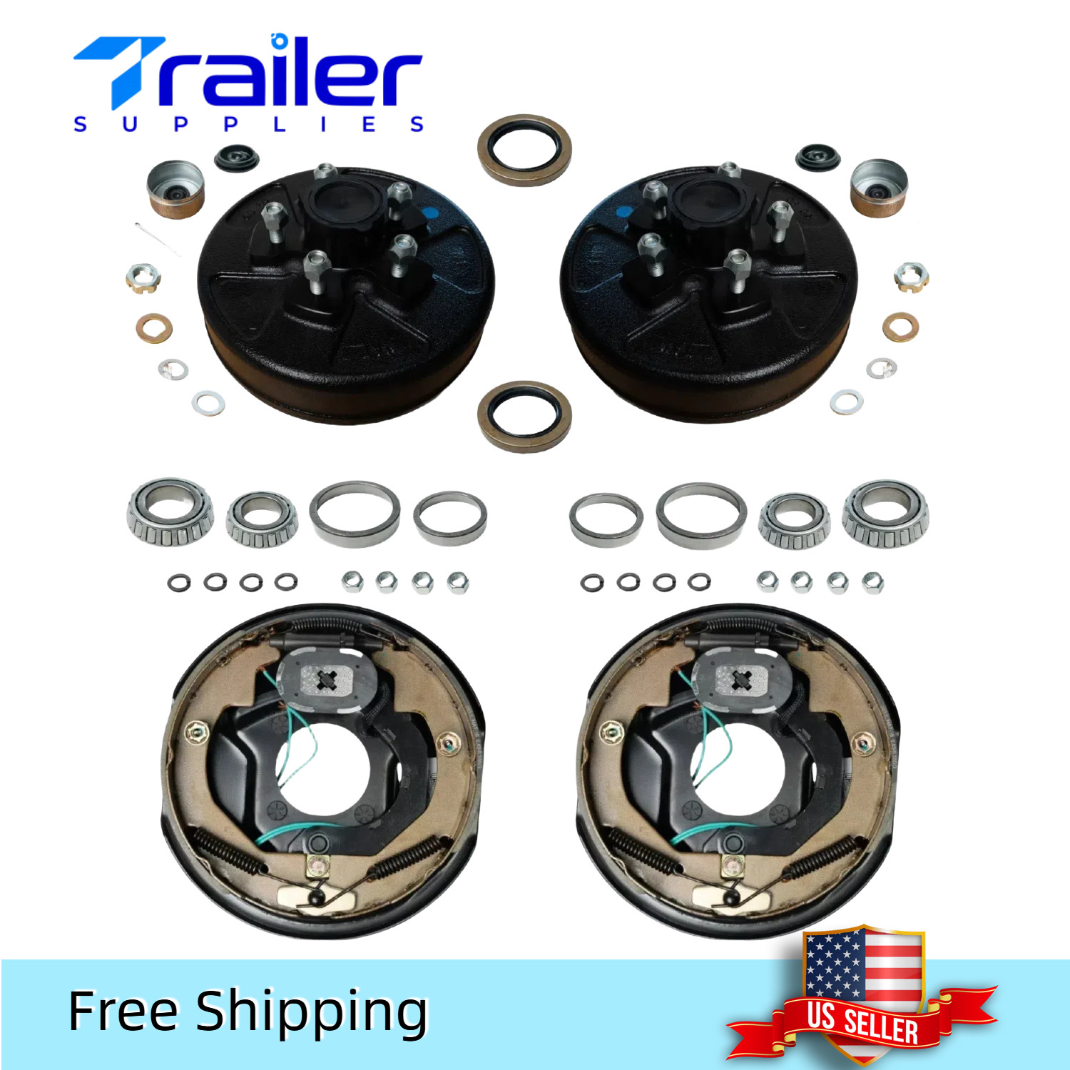 TRAILER SUPPLIES 10"x2.25" Electric Brake & Drum Kit – 3.5K Axle, 5 on 4.5