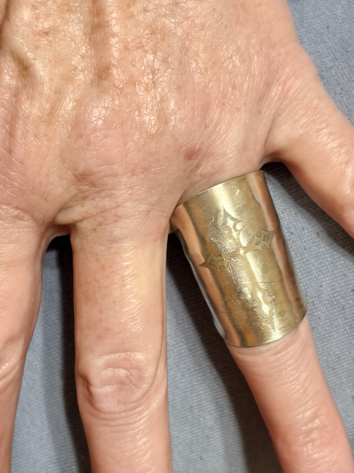 Lasered Cross Spoon Bowl Ring