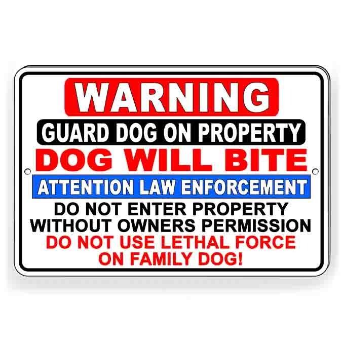Beware Of Dog Metal Sign Dog Will Bite Security Keep Out Warning Do Not Enter