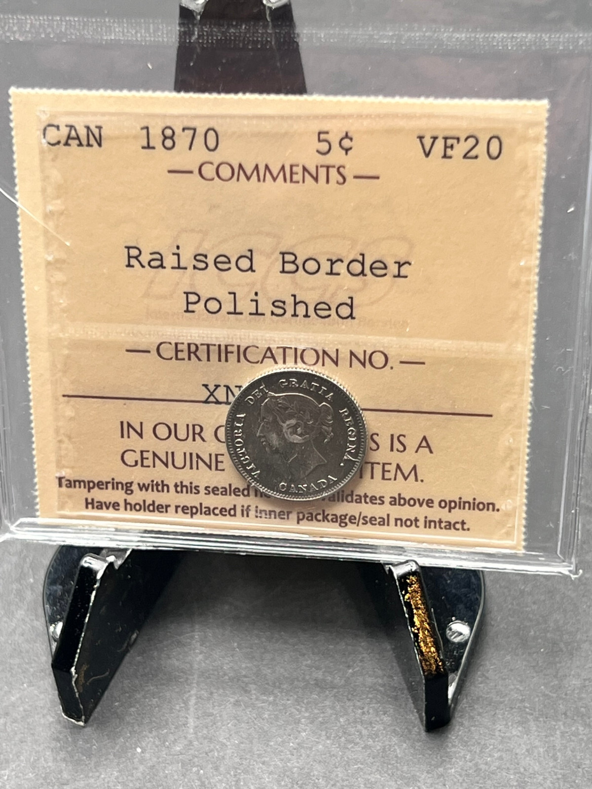 1870 Canada 5 cent Graded ICCS VF-20