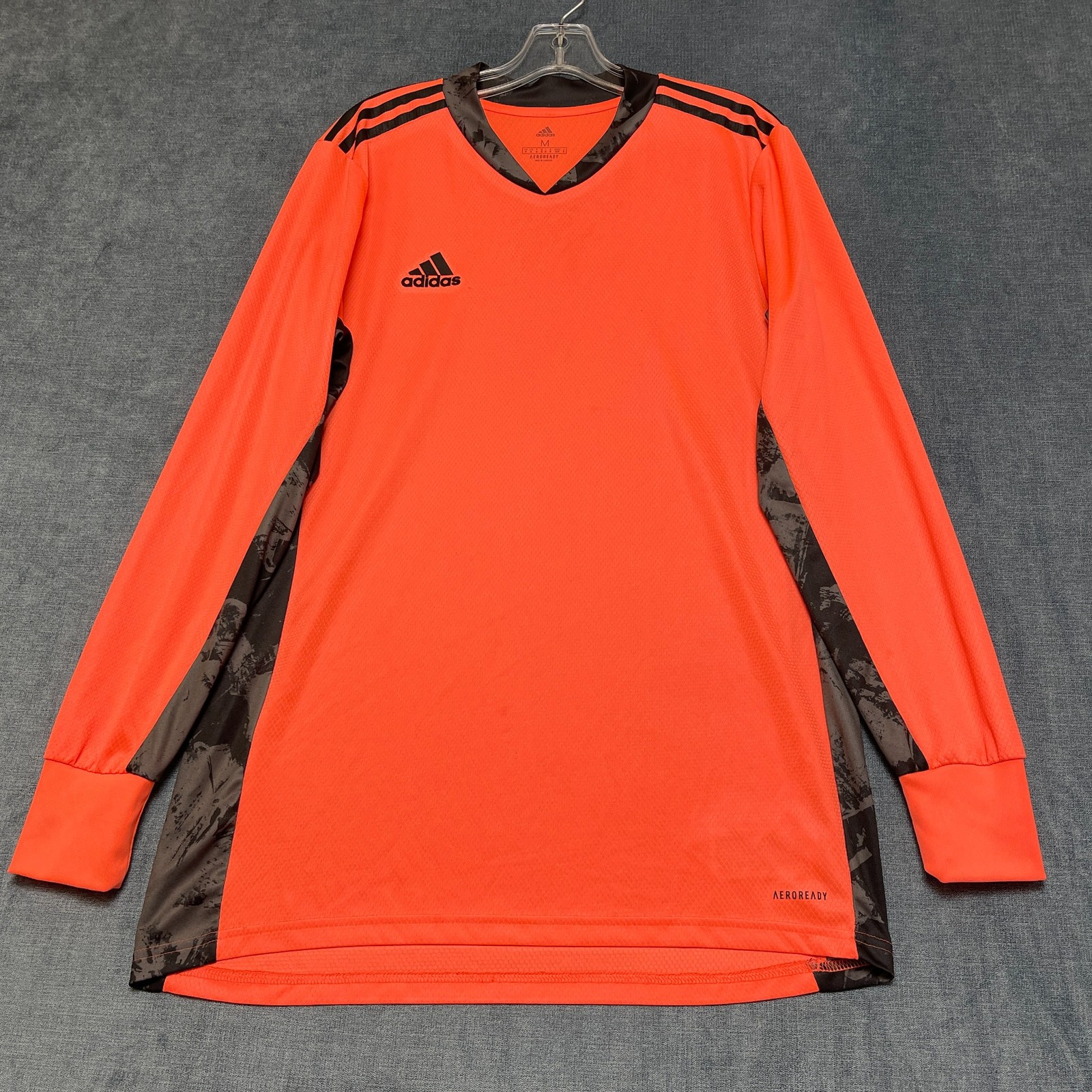 Adidas Aeroready Adipro 20 GK Soccer Jersey Mens Medium Orange 3 Stripe V-Neck