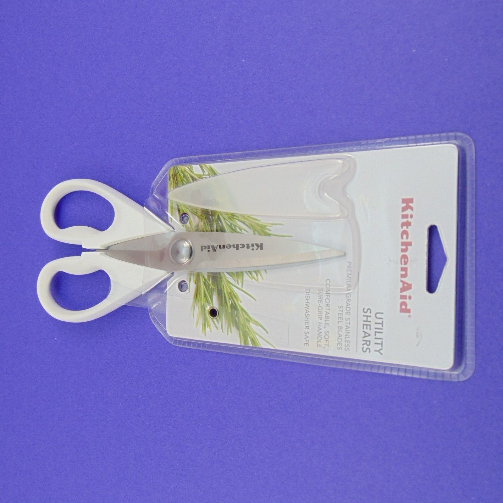 KitchenAid Utility Kitchen Shears Scissors White Handle Stainless Steel Blades