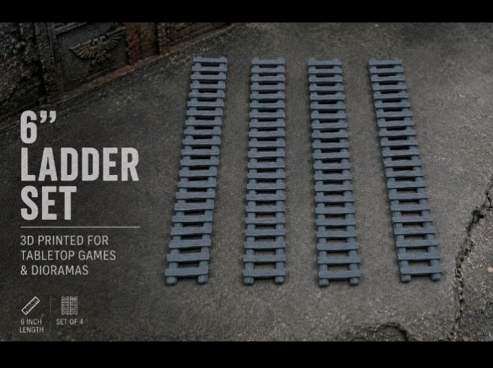6" Ladder Set x4 -32mm Scale -Diorama -Fantasy -Modern -Ruins -Scatter Terrain