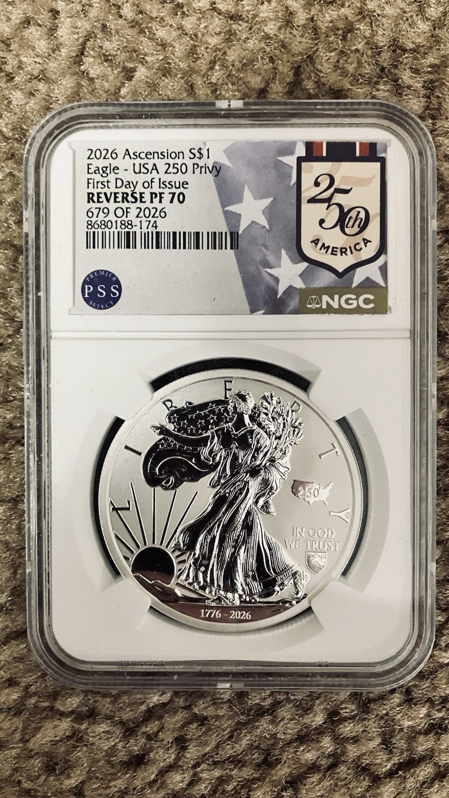 2026 ,dual Dated 1,2,and 5 Oz. Eagle-liberty Bell Privy, FDOI, S Mint RP70.