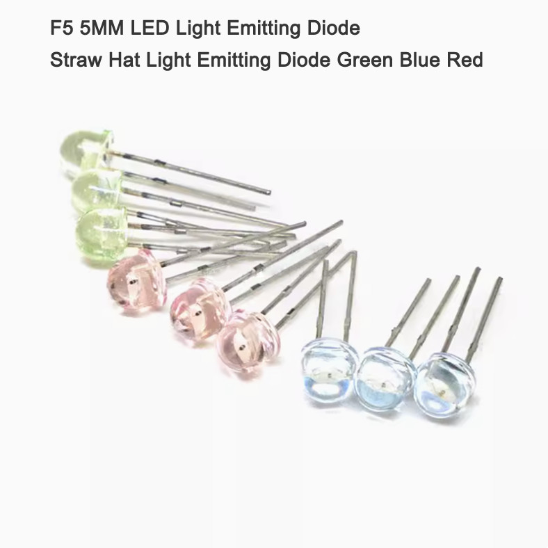 F5 5MM LED Light Emitting Diode Straw Hat Light Emitting Diode Green Blue Red