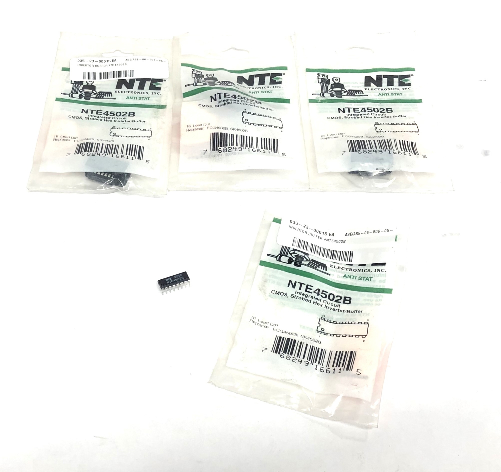 NTE ANTI STAT Strobed Hex Inverter Integrated Circuit NTE4502B [Lot of 4] NOS