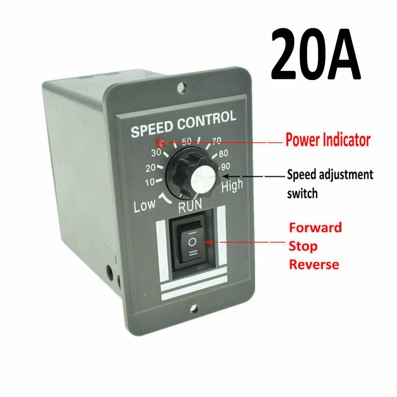 DC 12V-60V 20A Motor Speed Controller Reversible Regulation Variable Switch