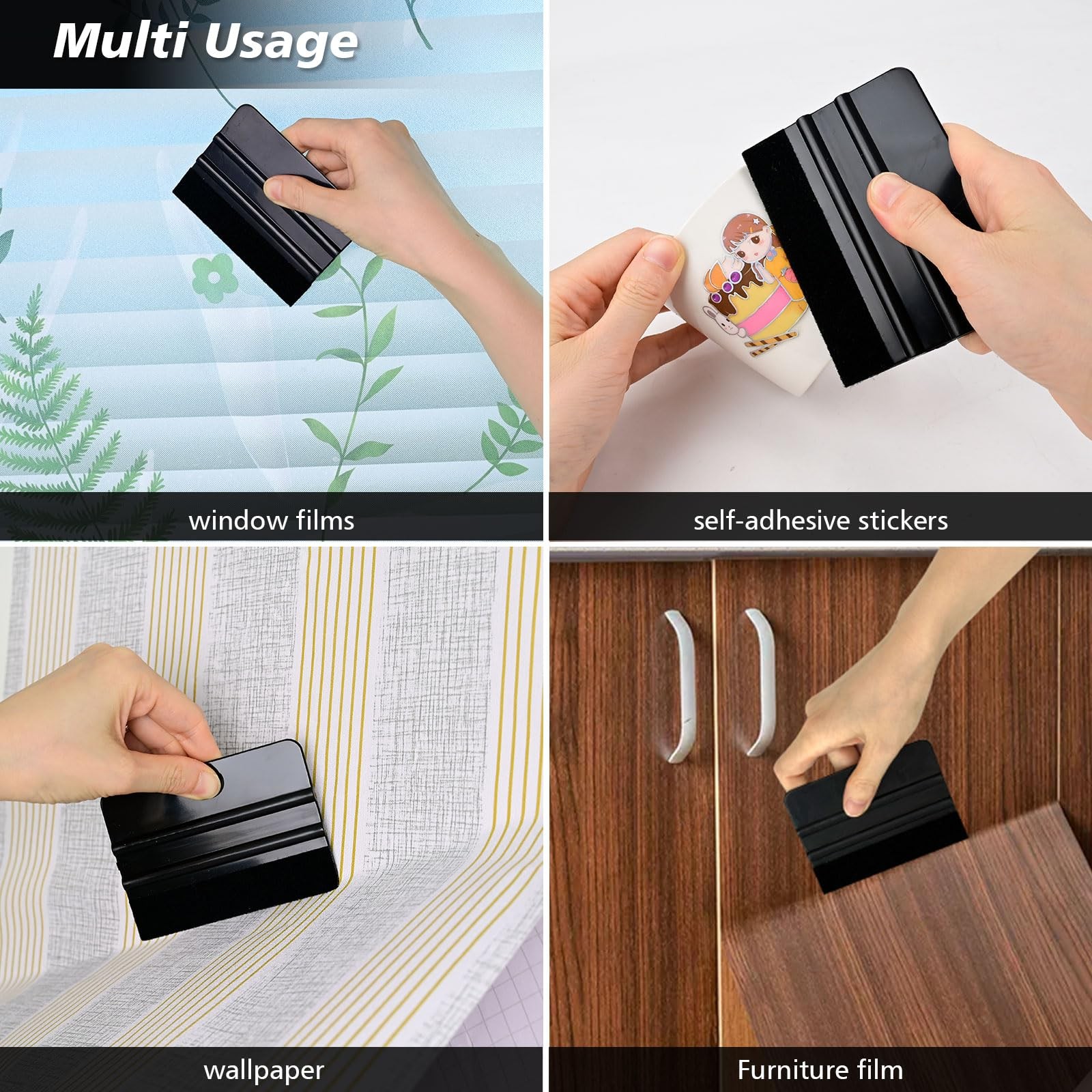 Wallpaper Smoothing Tool Kit, Big Squeegee, Craft Knife, Felt Scraper, 5 Tools