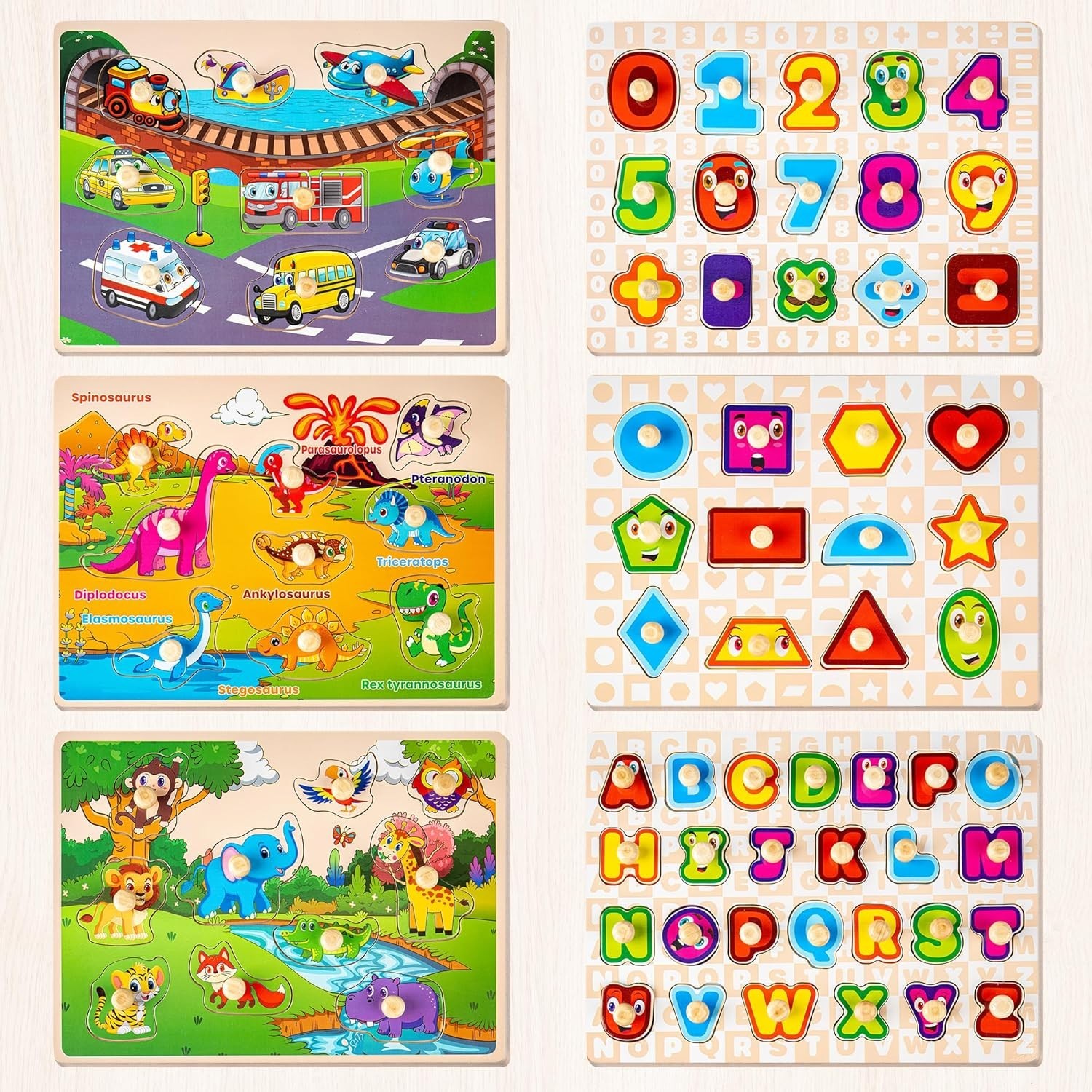 Educational Wooden Puzzles for 1-3 Olds