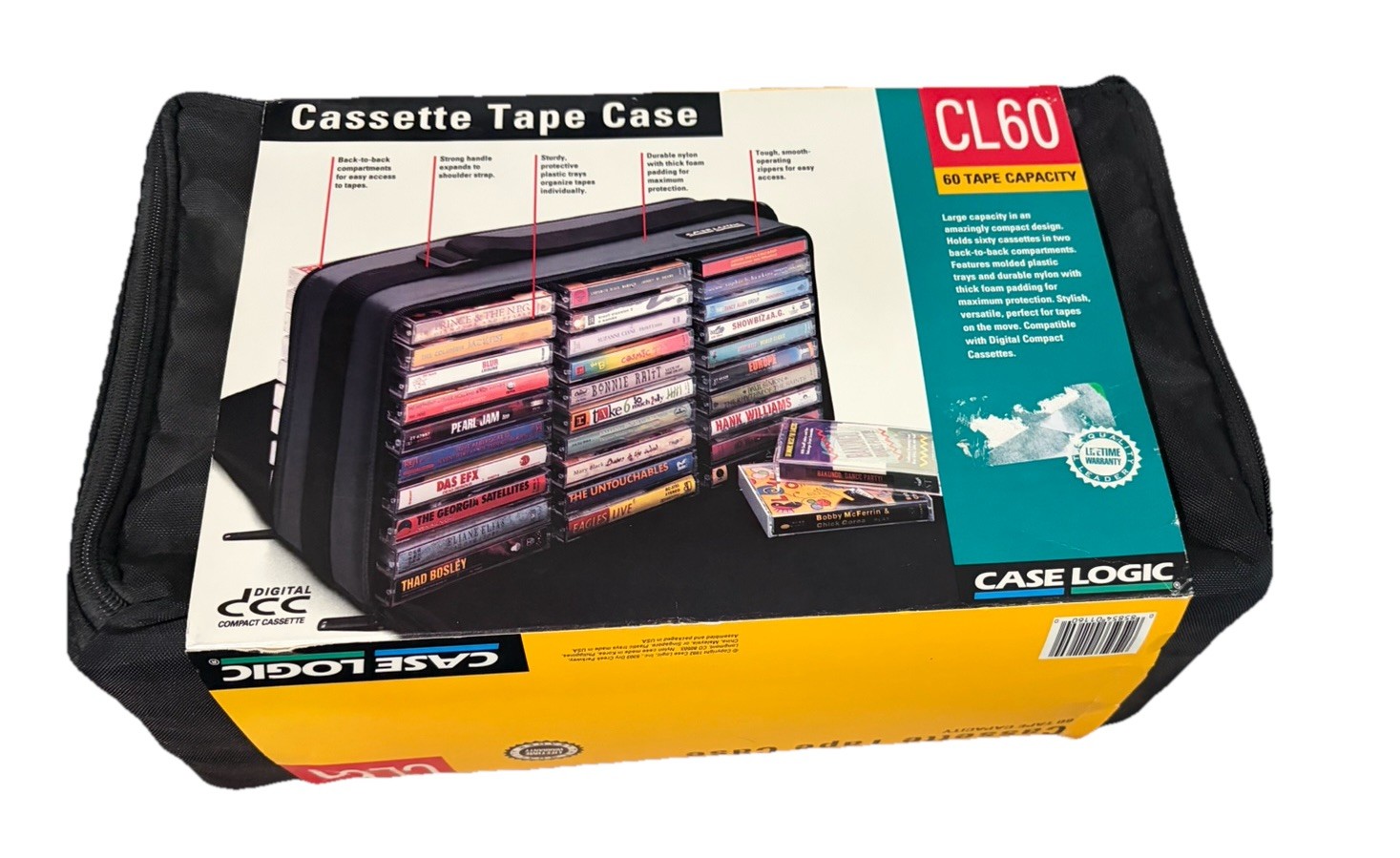 Vintage Case Logic Model CL-60 Cassette Double Sided Carrying Case W Cassettes +