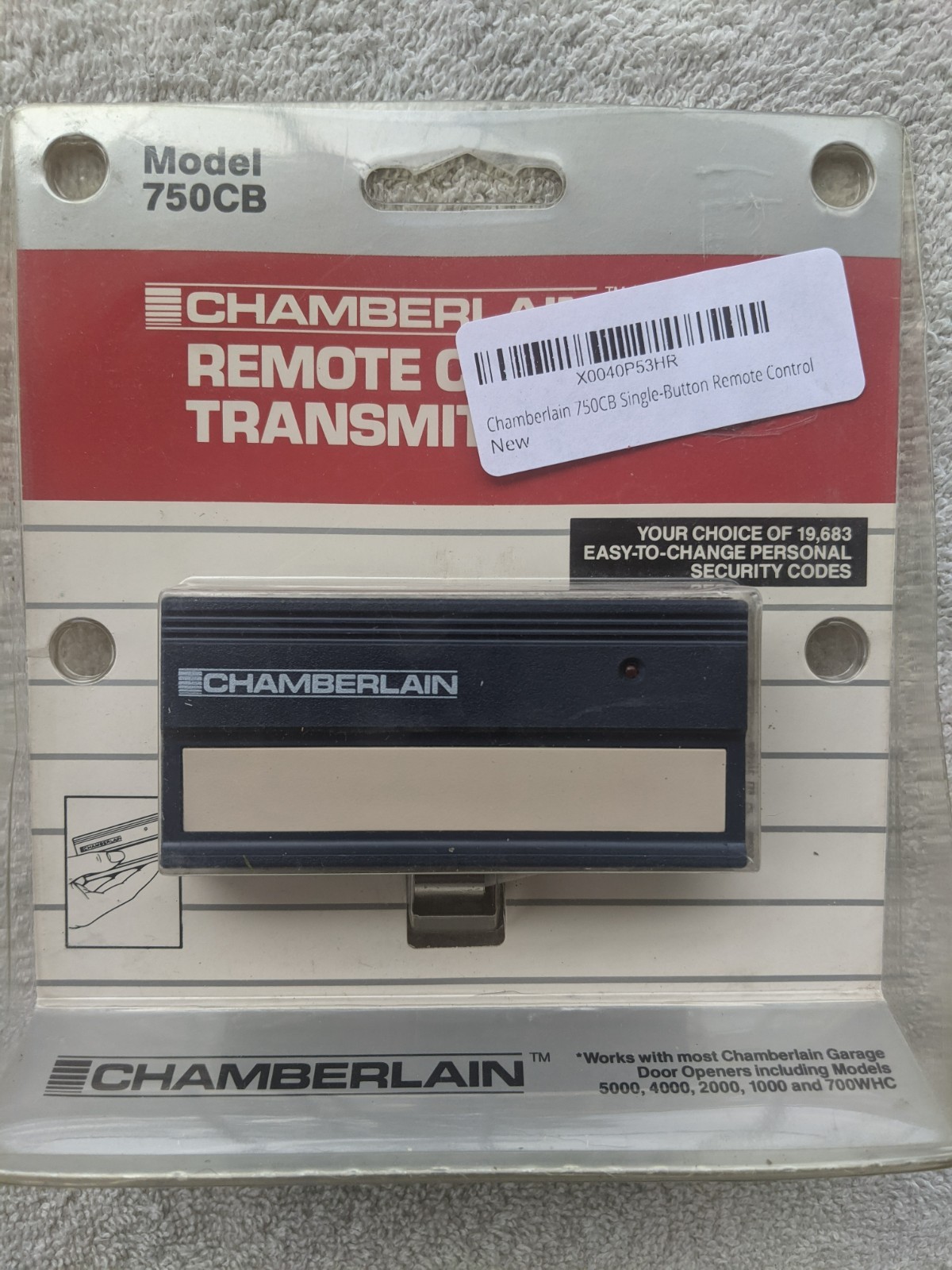 Chamberlain 750CB genuine Single Button 9 Code Switch Garage Remote Opener +free