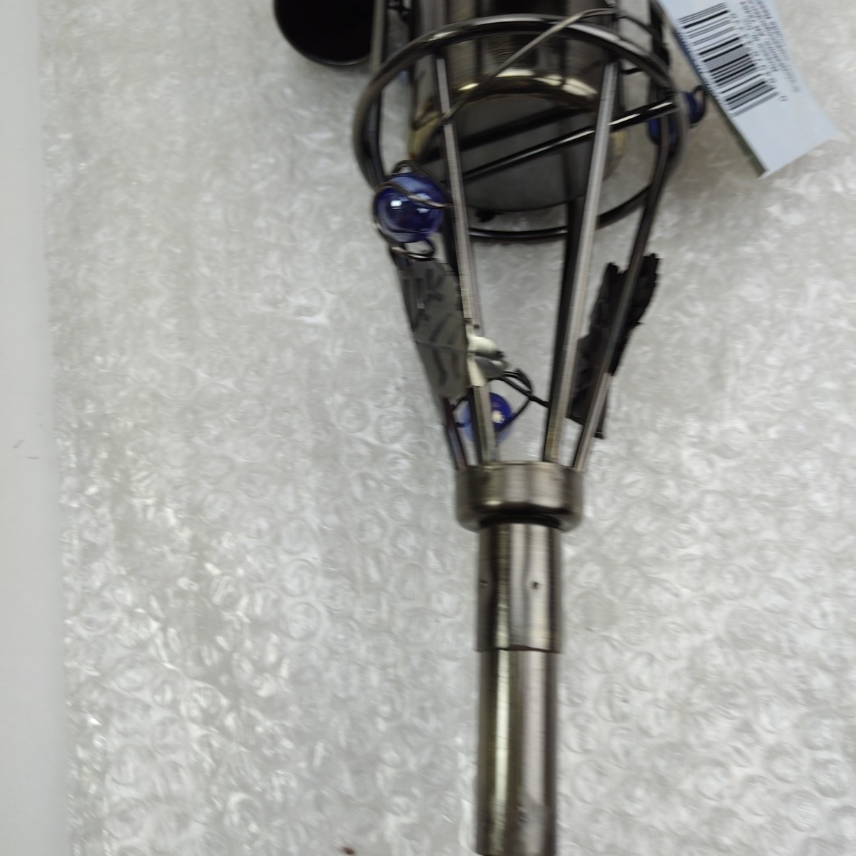 Vintage Russco III Garden Torch with Antique Copper Finish with Leaves & Marbles