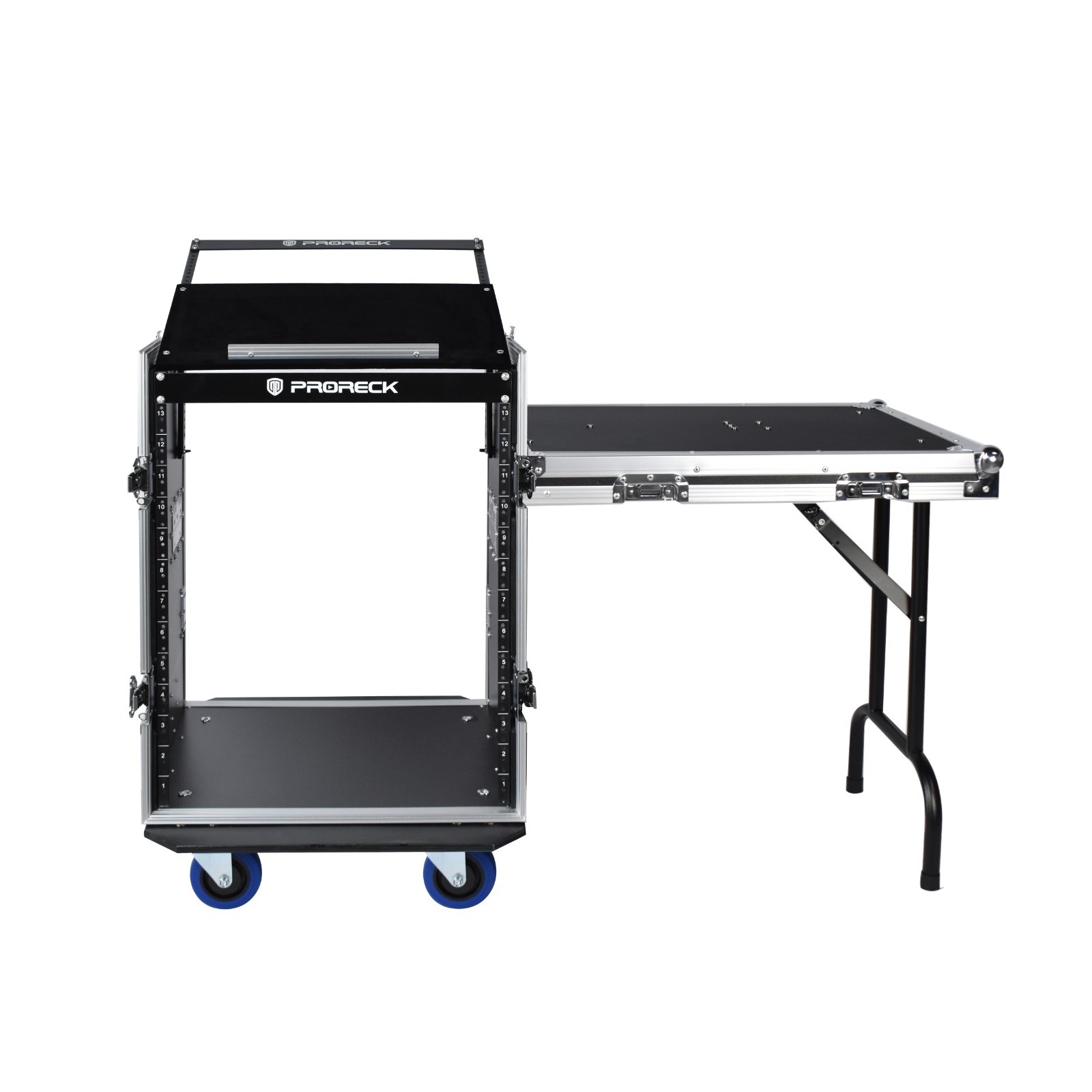PRORECK Rack Case With Slant Mixer Top, 20'' Depth  with side table