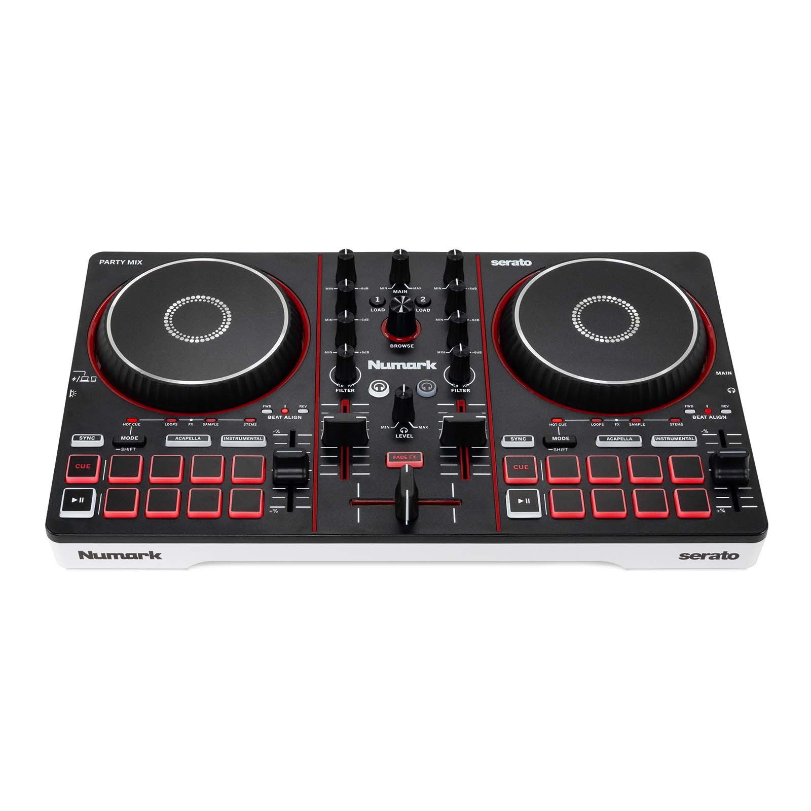 Numark Party Mix III 2 Channel Deck DJ Controller w Built-In Light Show & Case