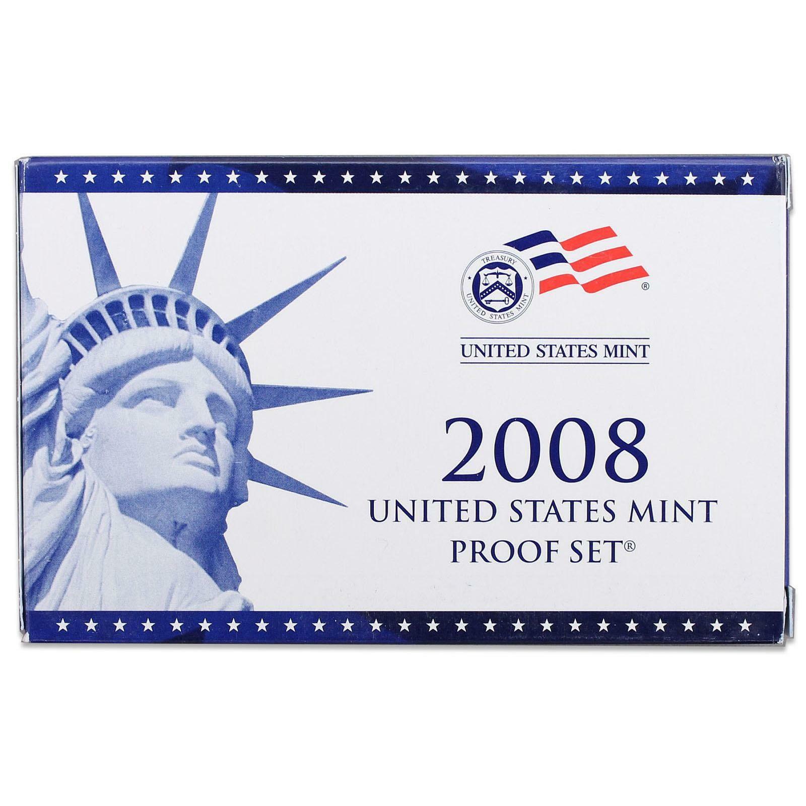 2008 S Proof Set Original Box & COA 14 Coins CN-Clad