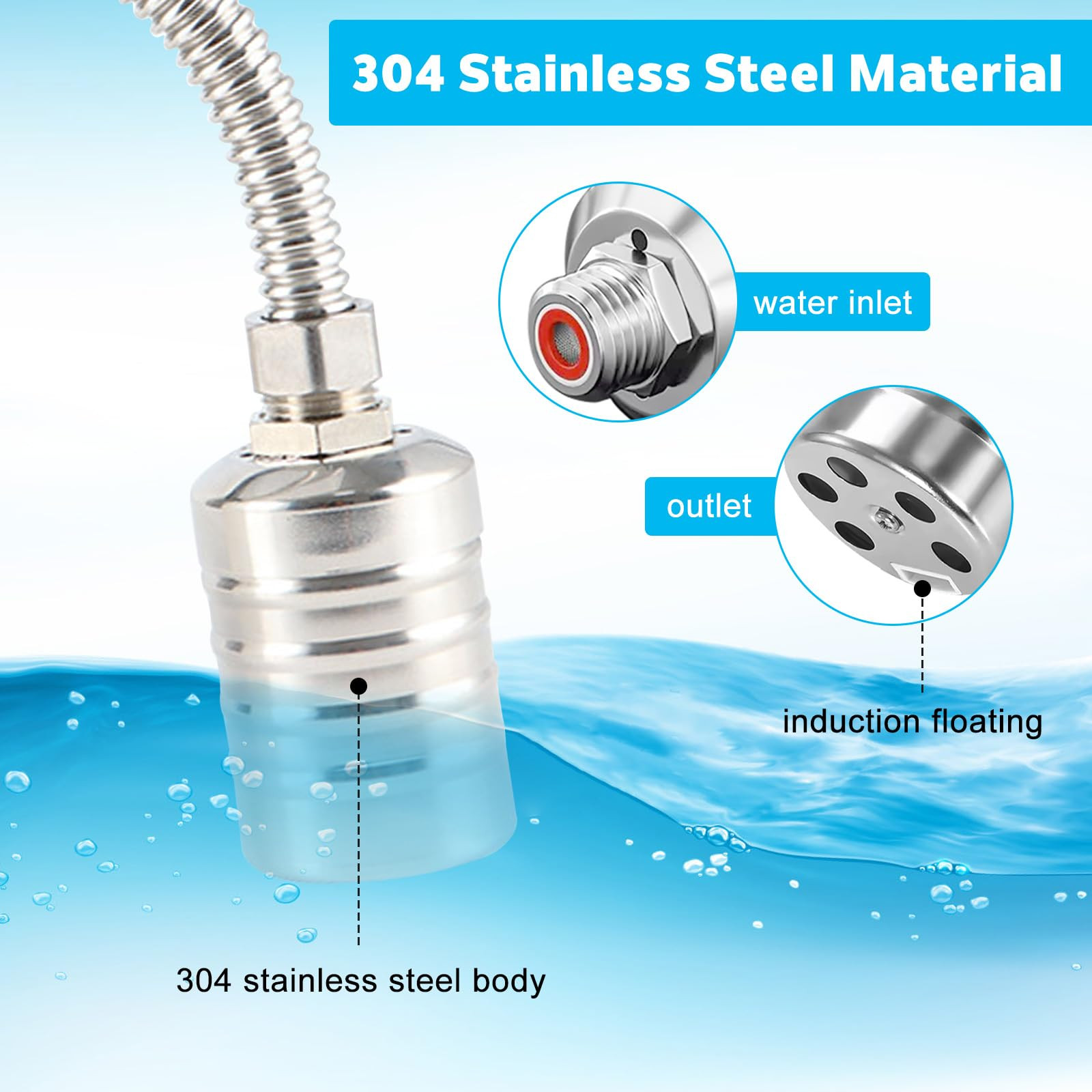 2 Pack Float Valve - 1/2'' to 3/4'' Stainless Steel Automatic Water Level Con...