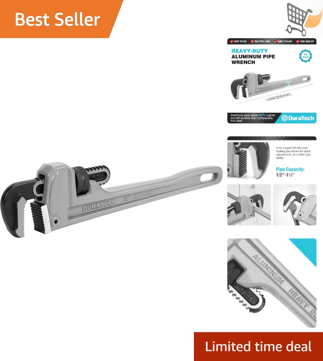 14-inch Heavy Duty Aluminum Pipe Wrench Adjustable Plumbing Tool Drop Forged