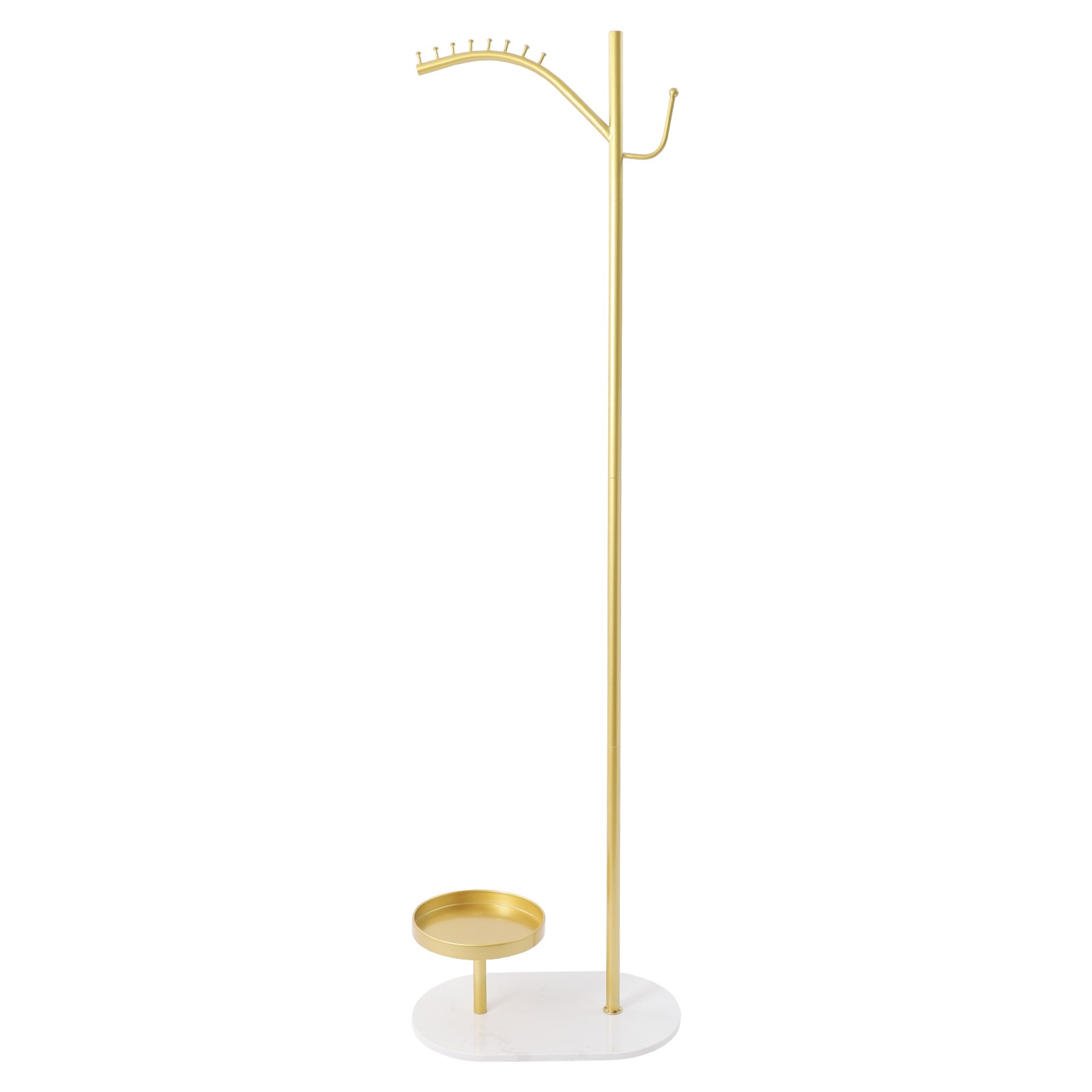 50lbs Load Capacity 8-Hook Standing Clothes Rack With Marble Base, Gold