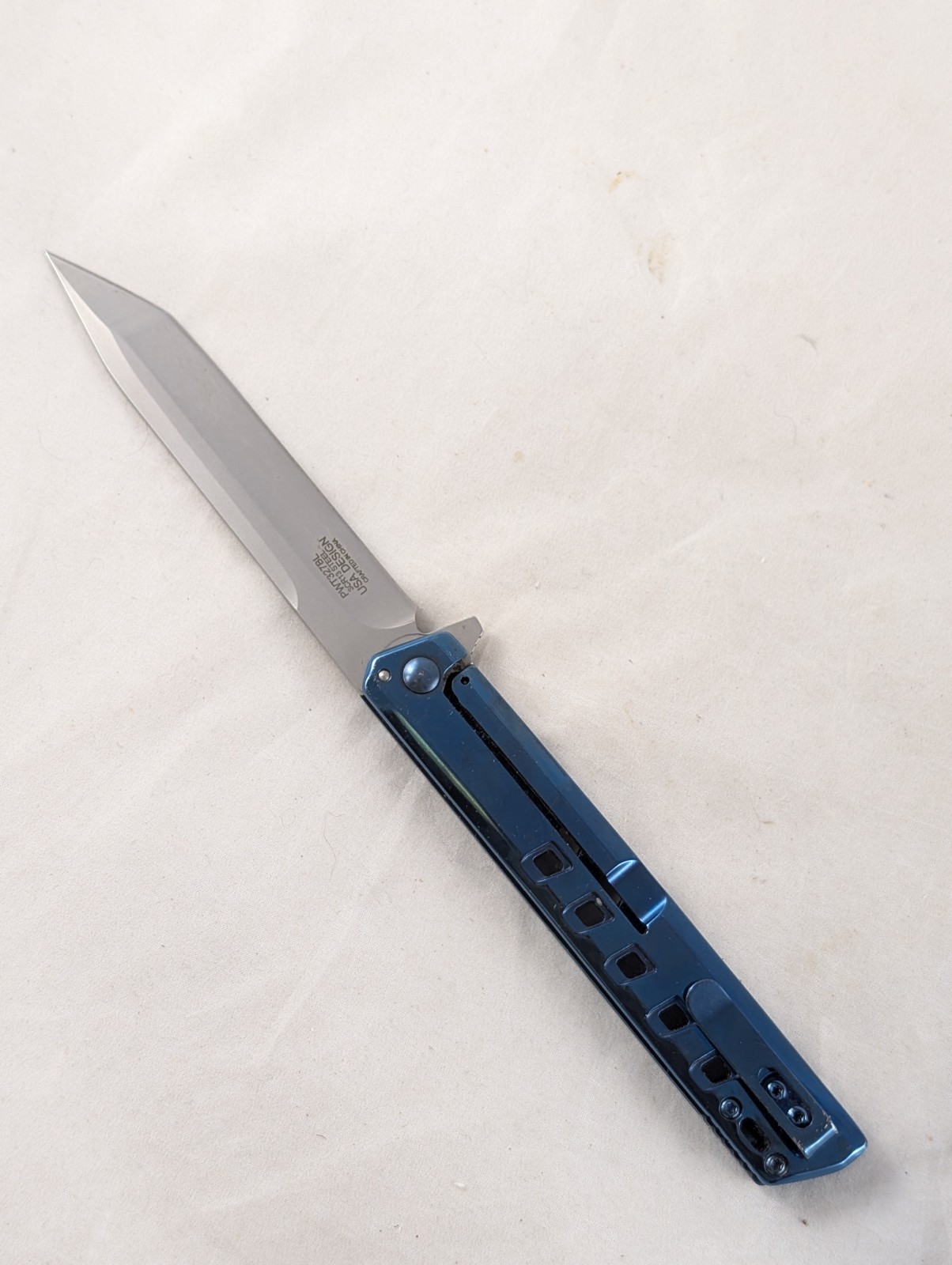 Spring Assist Folding Knife WARTECH Tanto Blade Tactical Blue