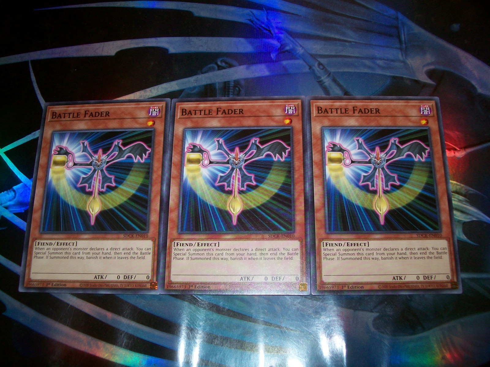 3x Battle Fader 1st Edition Common SDCK-EN010 Yu-Gi-Oh!