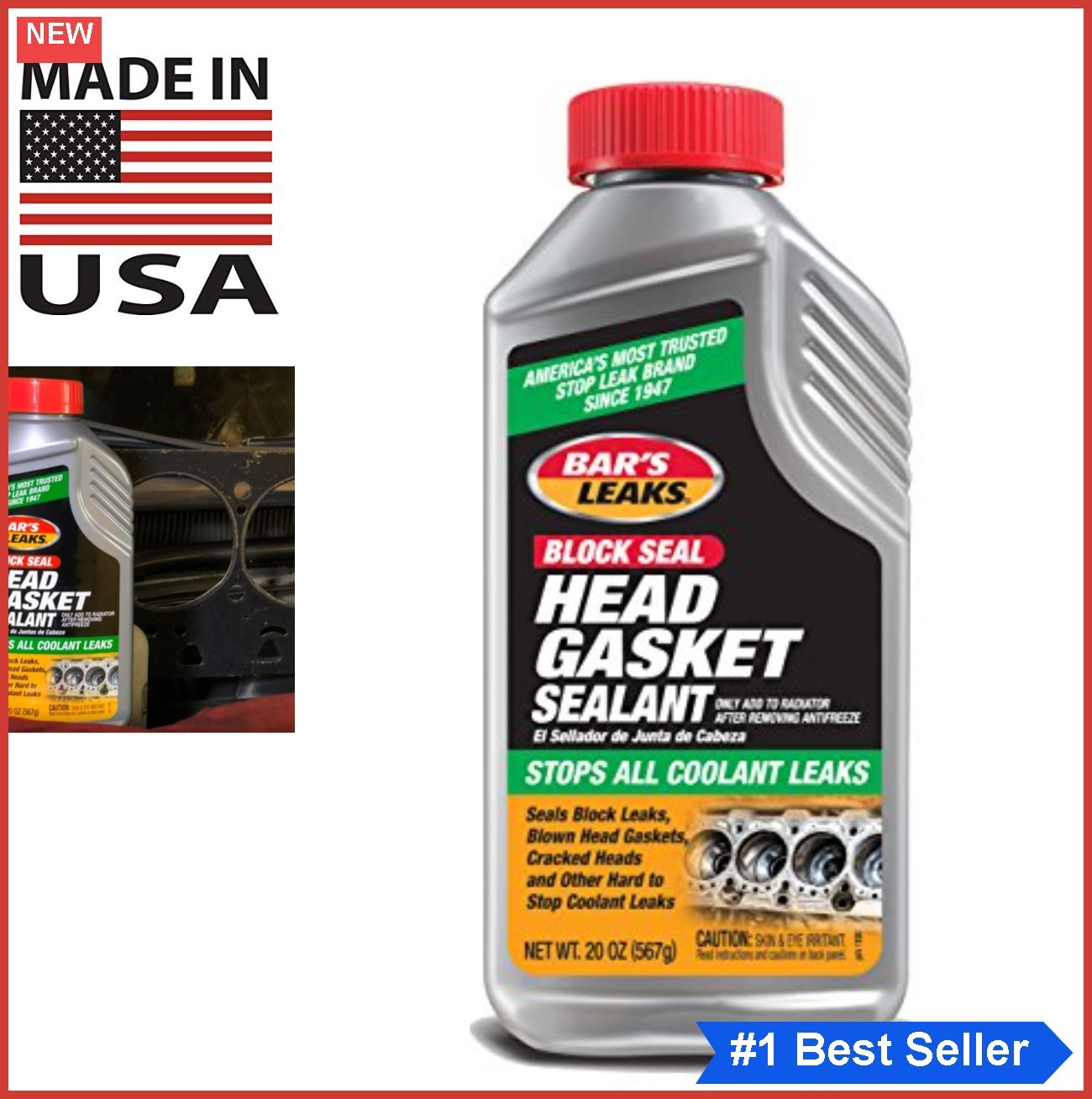 Head Gasket Repair Sealant 20 oz Stops Block Leaks Seals Cracked Cylinder Heads
