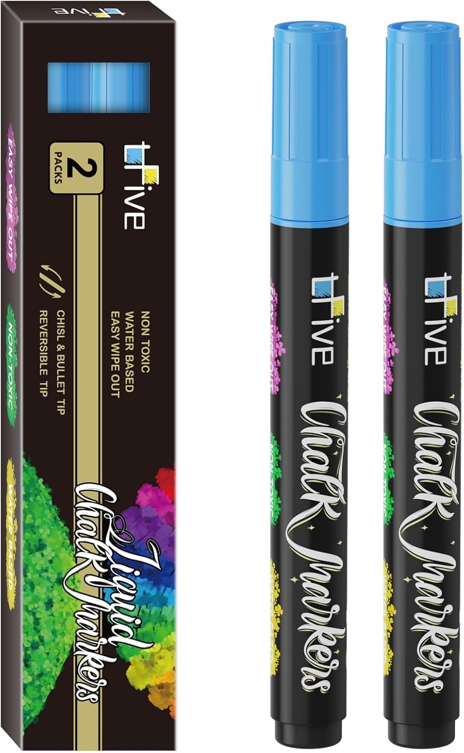 White&Bla Liquid Chalk Markers - Bright Colors Erasable Chalk