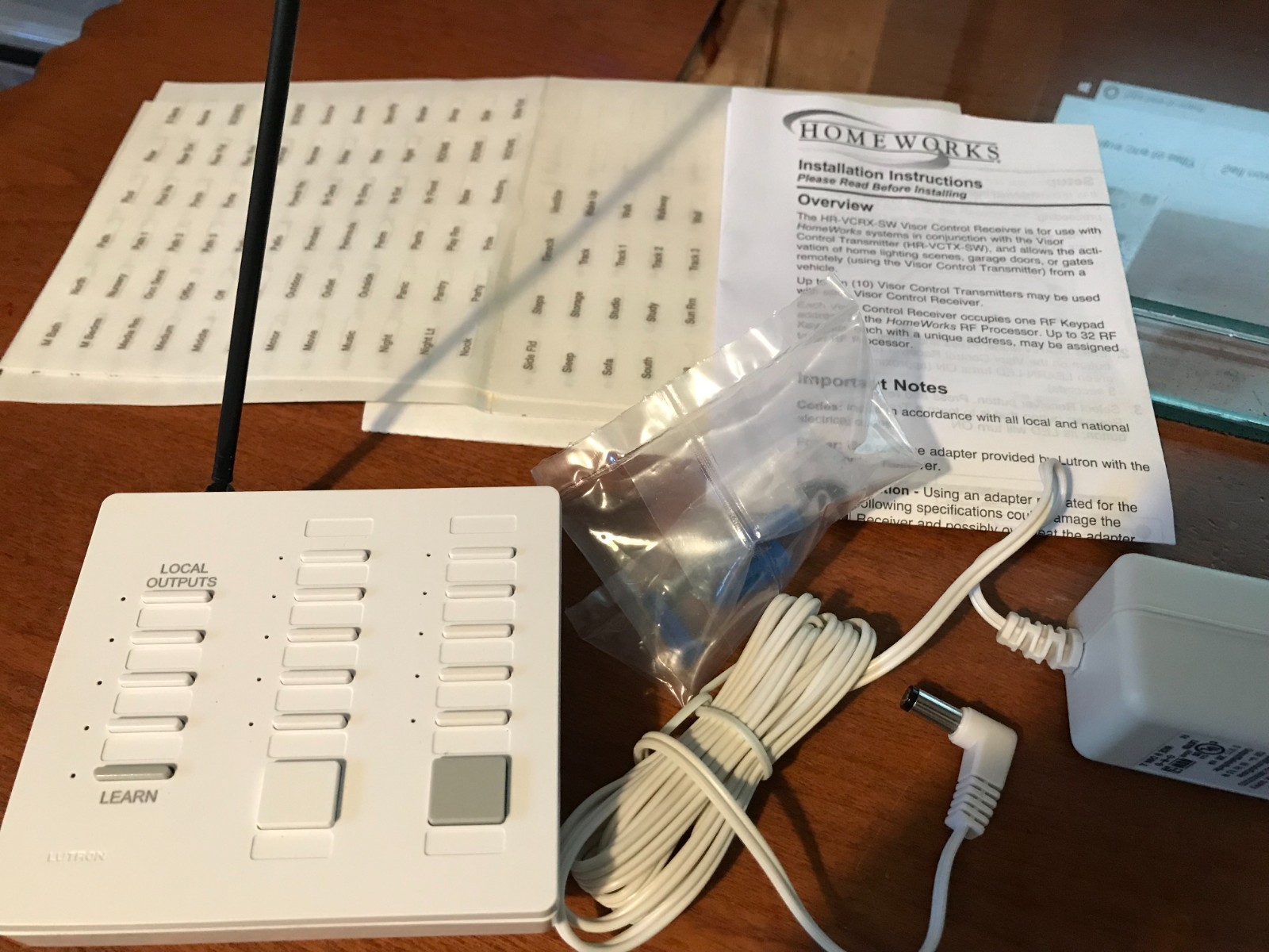 Lutron HomeWorks HR-VCRX-SW Visor Control Receiver, New