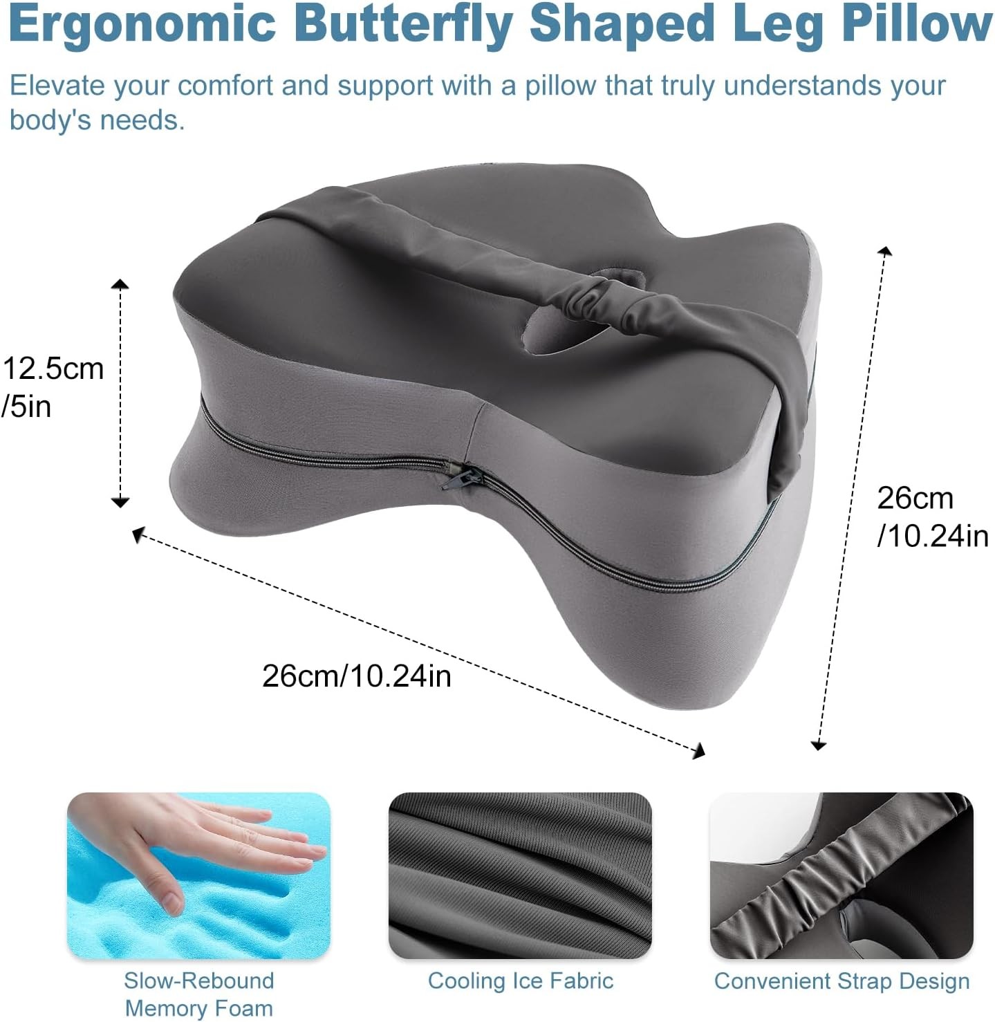 Knee Pillow for Side Sleepers, Memory Foam Leg Pillow for Side Sleeping, Cooling