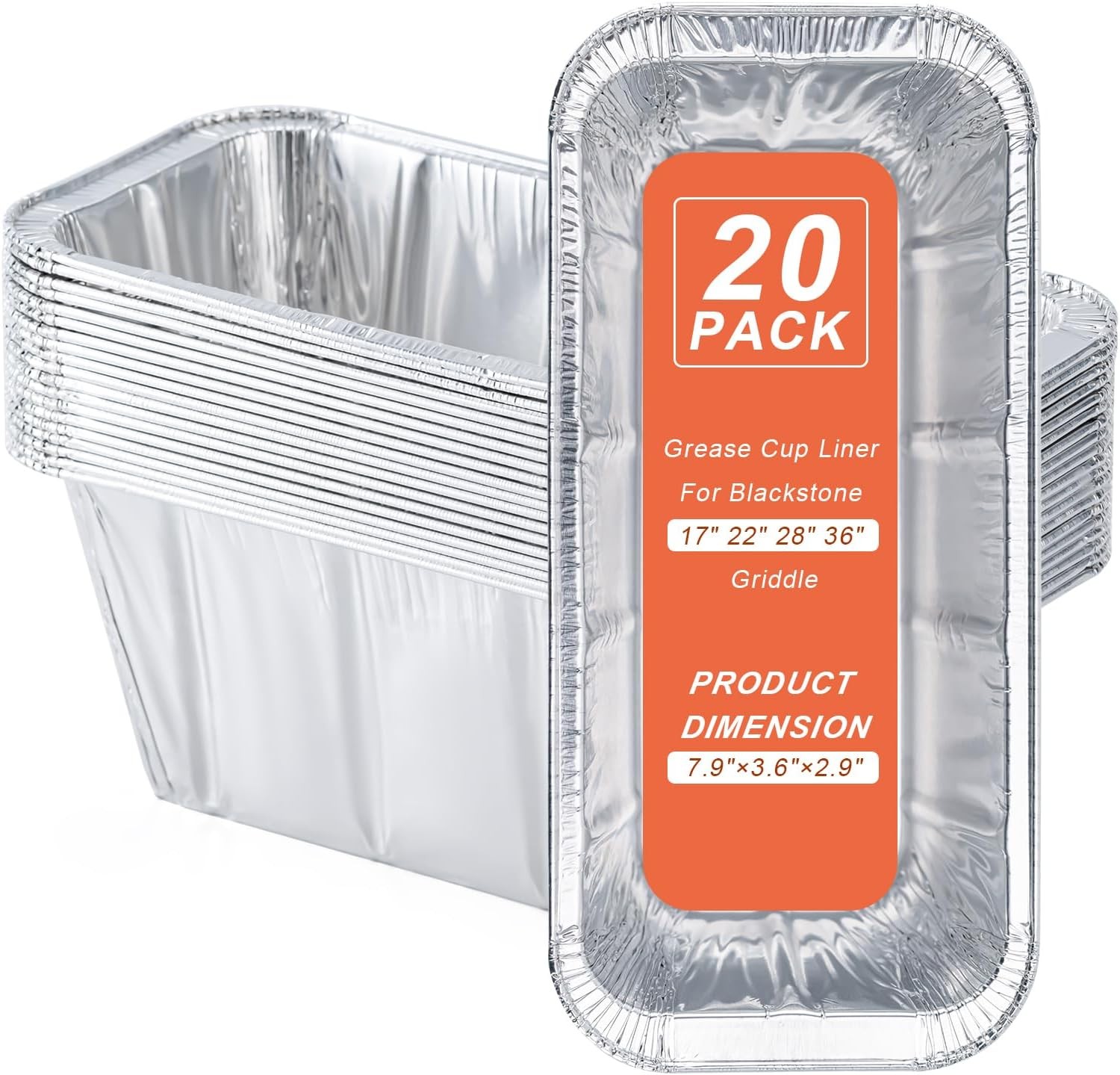 20 Pack Blackstone Griddle Accessories 5017 Grease Cup Liners Aluminum Foil Drip