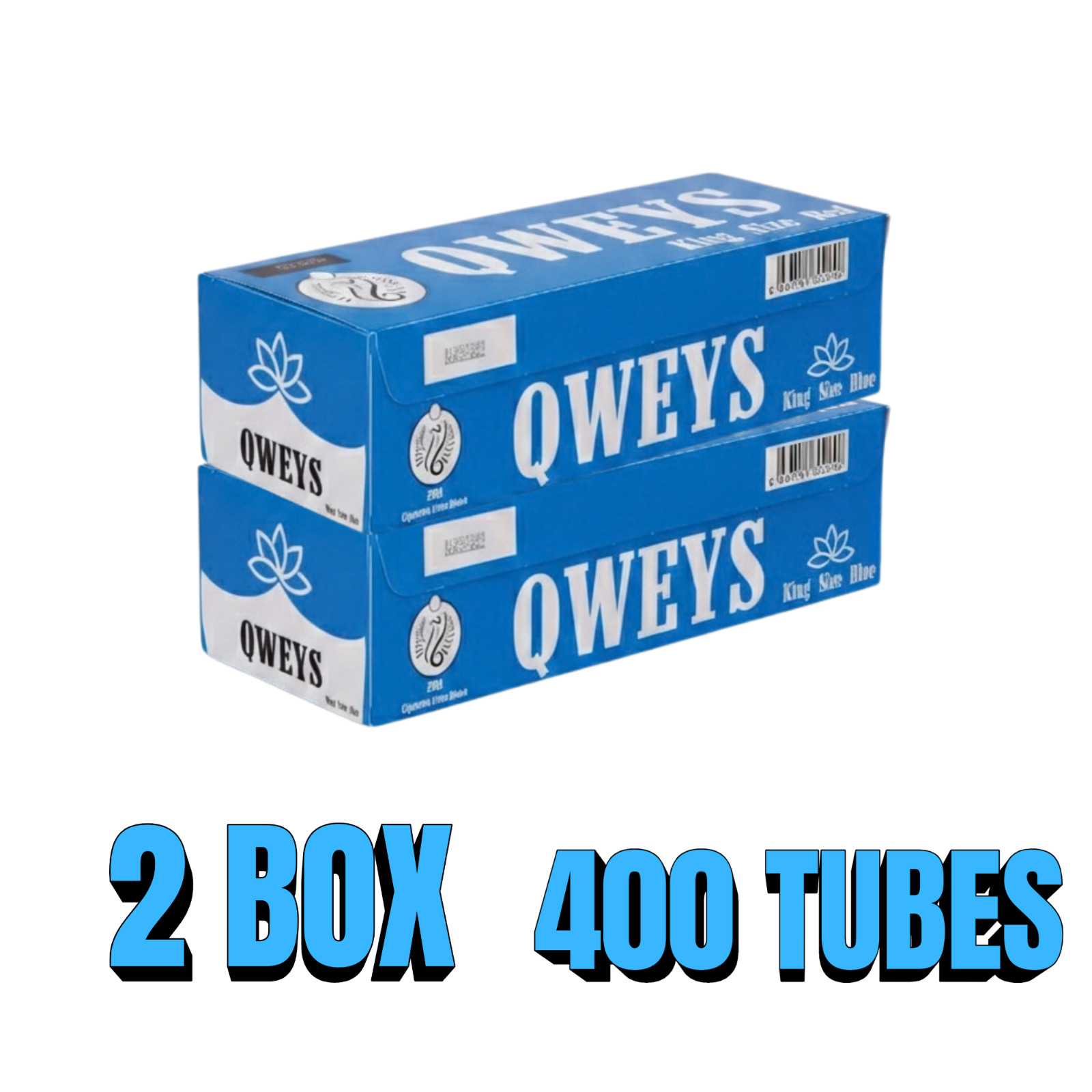 Cigarette Tubes King Size 2 Box of 200 Ct QWEYS BLUE