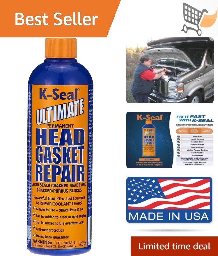 Pour and Go Head Gasket sealer 16oz Permanent leak repair for blown gaskets