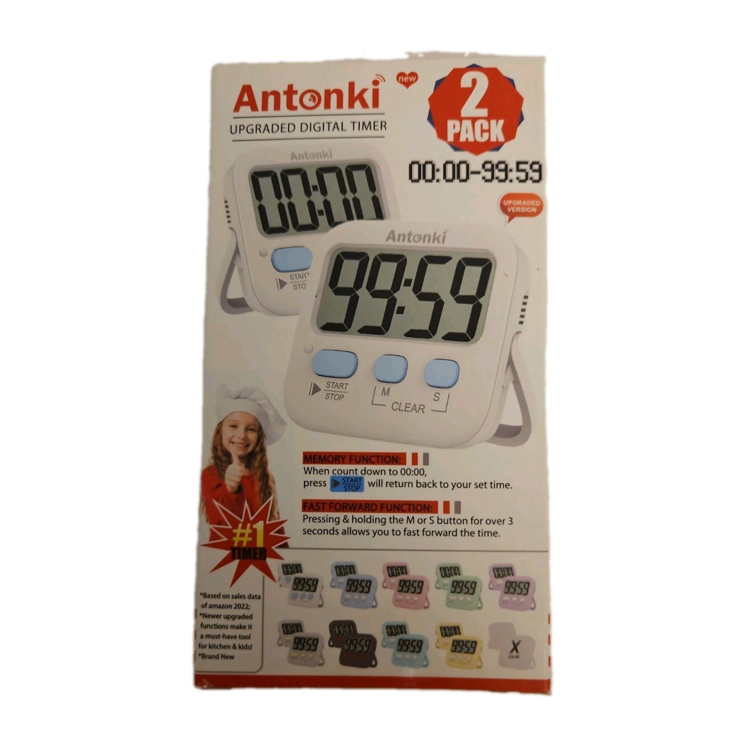 Antonki 2 Pack Digital Timer Magnetic Countdown Kitchen