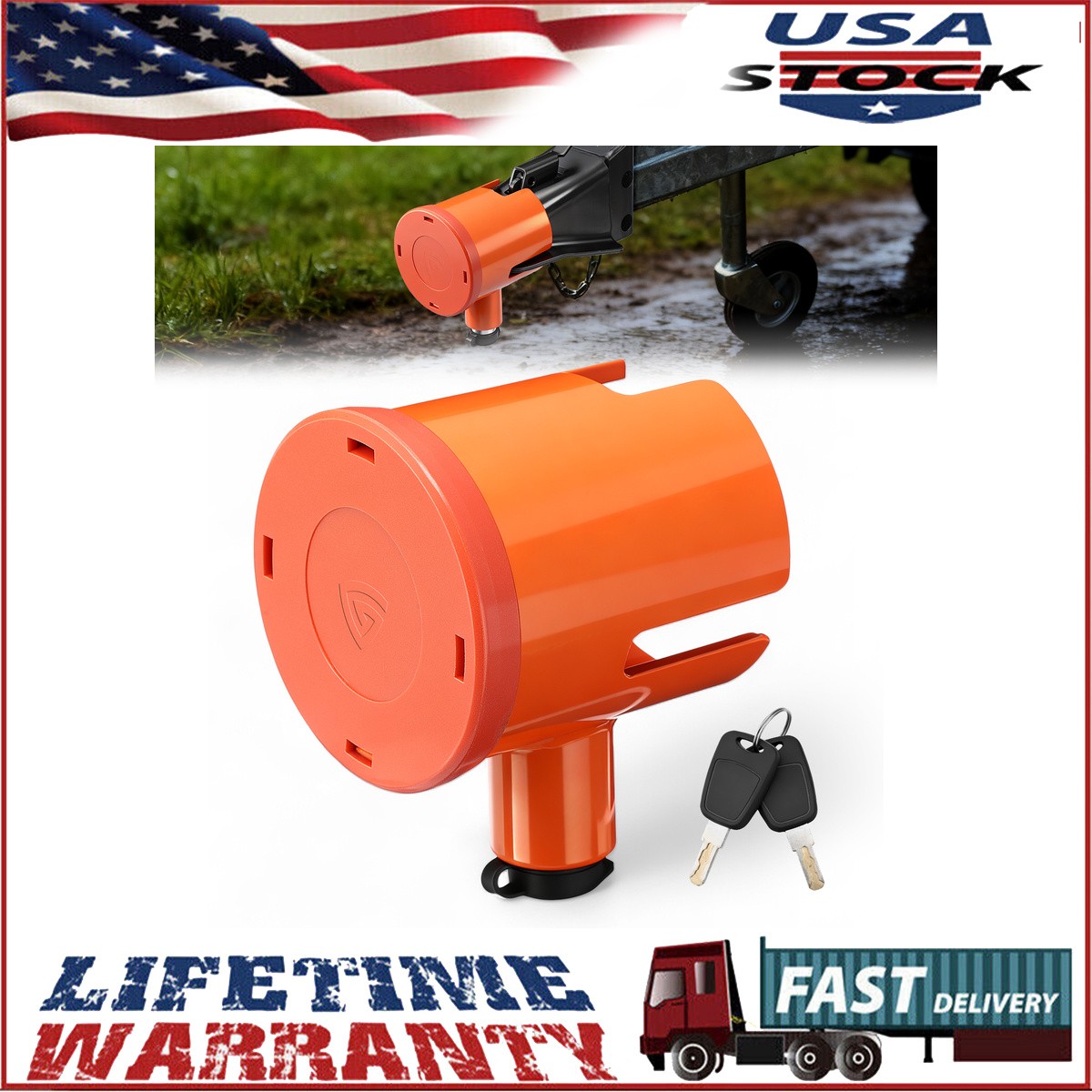 Trailer Coupler Lock Fits 2 & 2-5/16 Inches Couplers Heavy Duty Tow Hitch US
